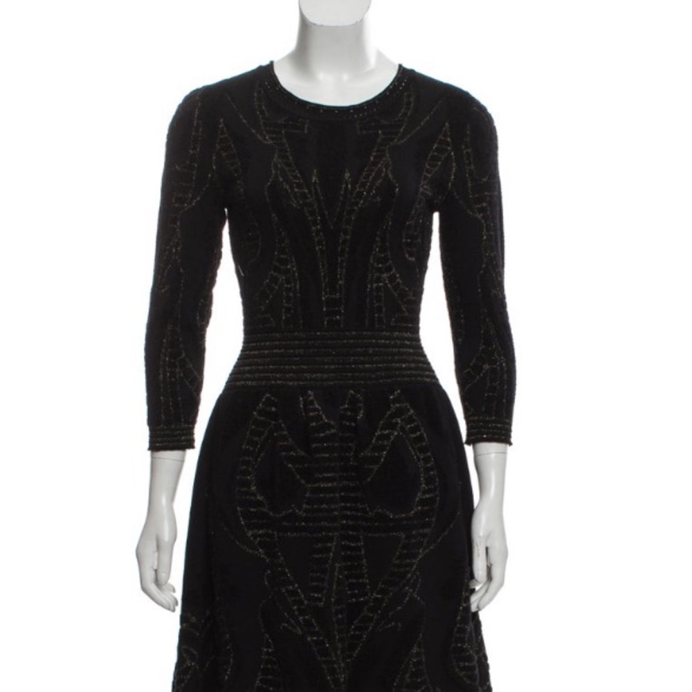 McQ Alexander McQueen Black Metallic Knit Dress